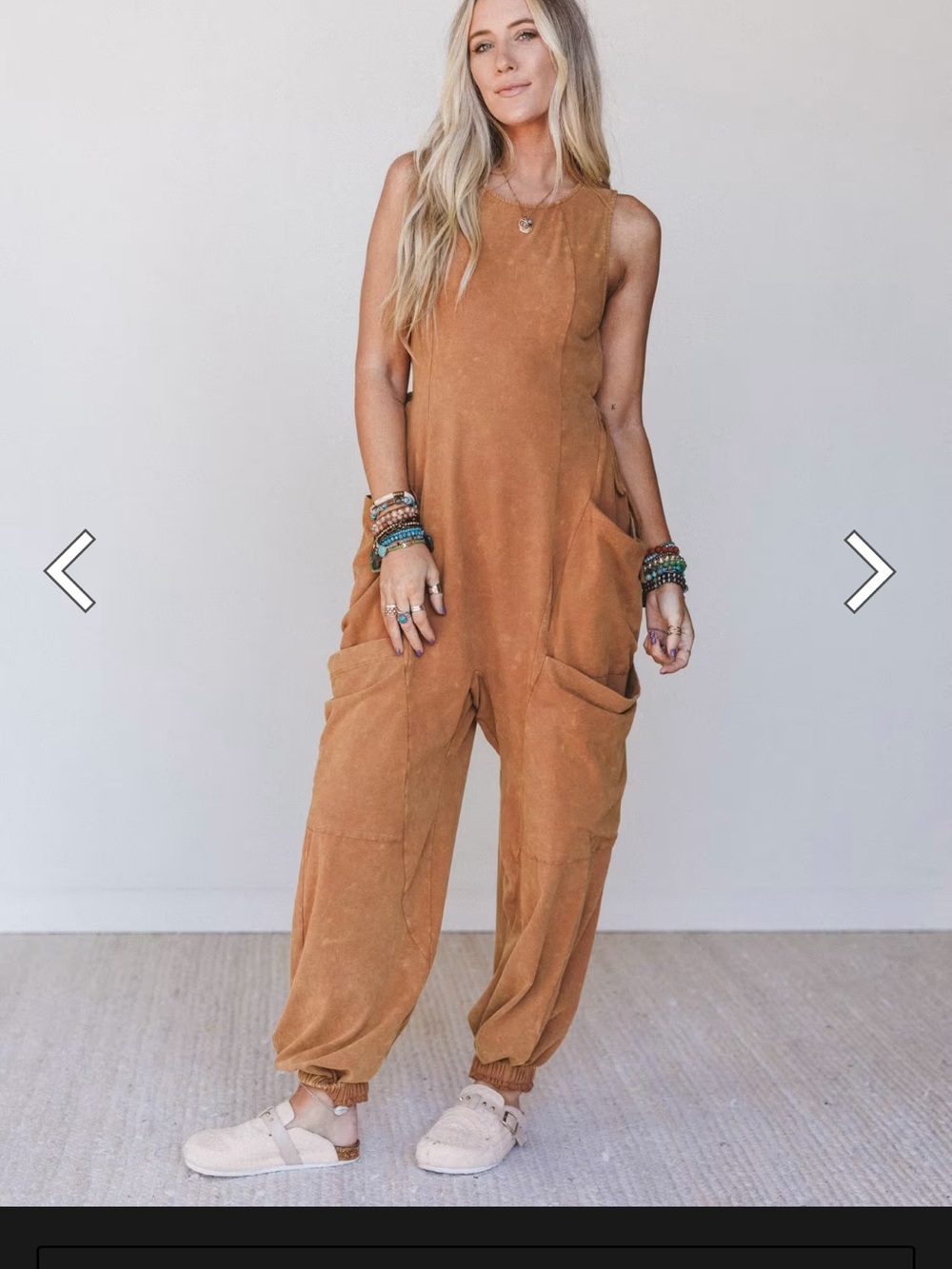 Three Bird Nest Rust Tan Sleeveless Utility Jumpsuit